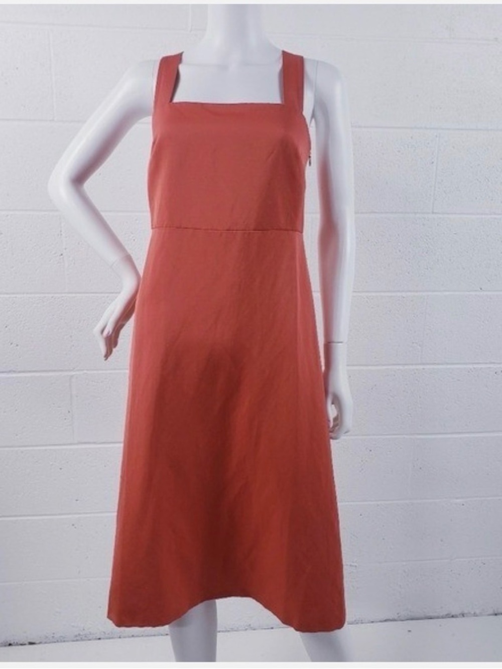 Theory for Anthropologie | Coral Square-Neck Midi Dress - Picture 7 of 8